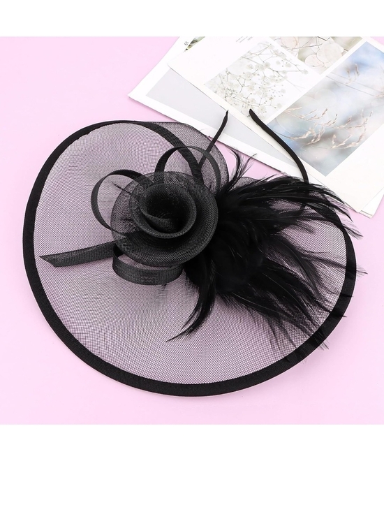 Black Feathered Fascinator Hat - Elegant Women Accessories